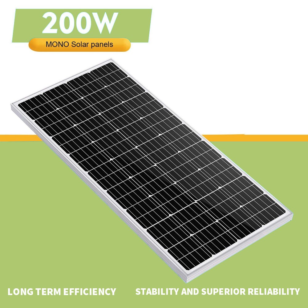 200 Watts 200W Monocrystalline Solar Panel 12V Mono Module for Battery Charger