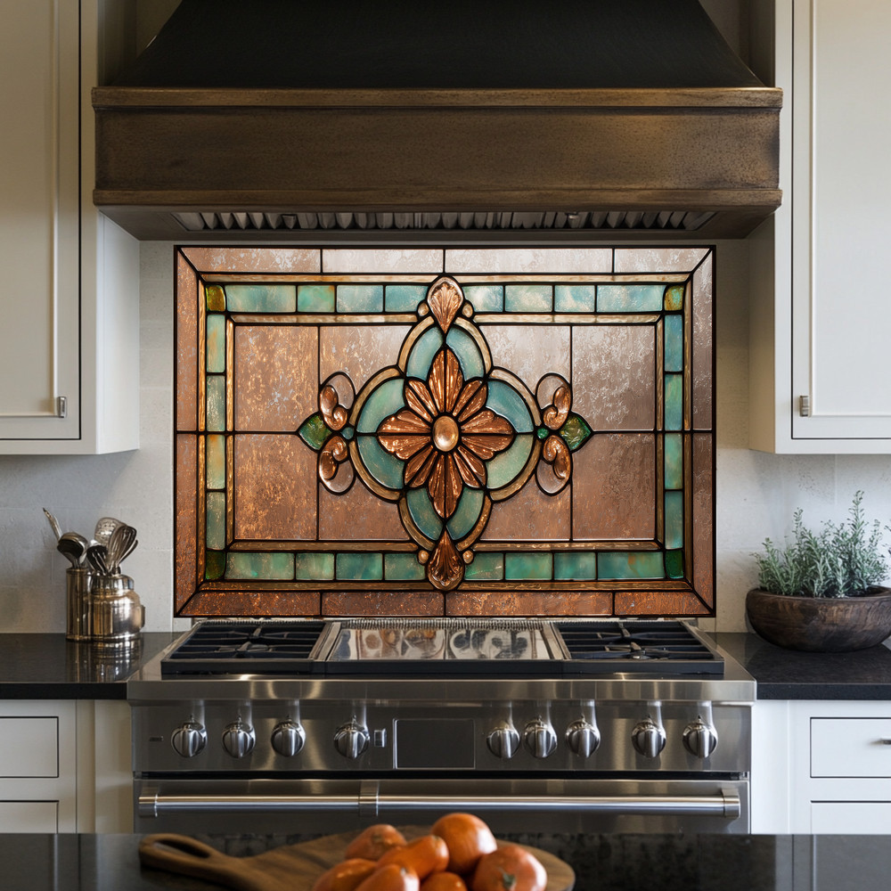 Stained Glass Look Kitchen Backsplash, Pattern Tile One Piece Tempered Glass Kit