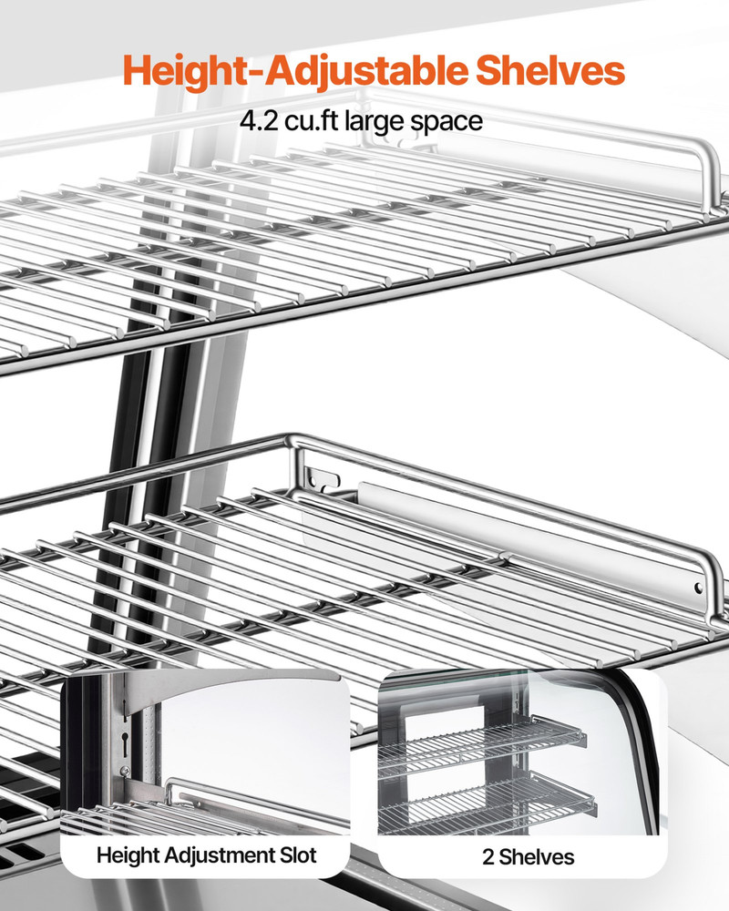 4.2 Cu Ft Refrigerated Display Case 2 Tier Cake Pastry Fridge