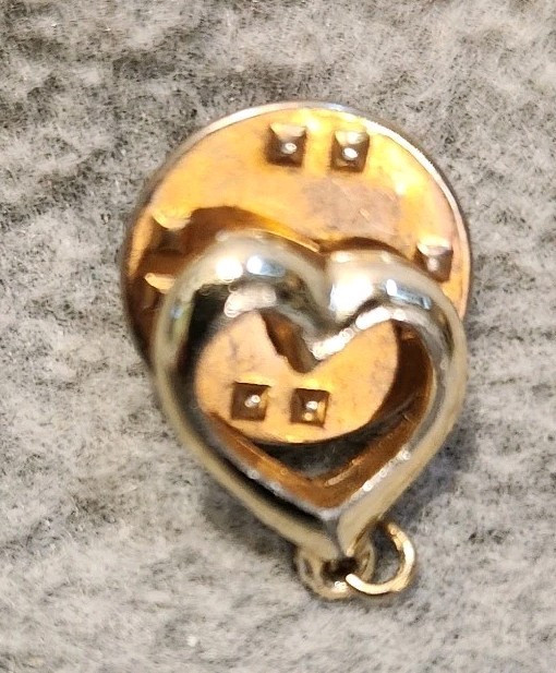 Heart Shaped Silver Tone Pin