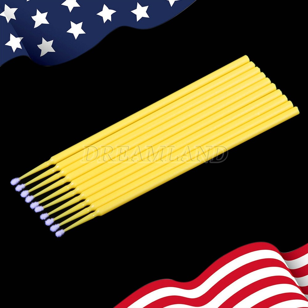 100 Microbrush Micro Brush Applicator Tips Regular Yellow 2.0 mm