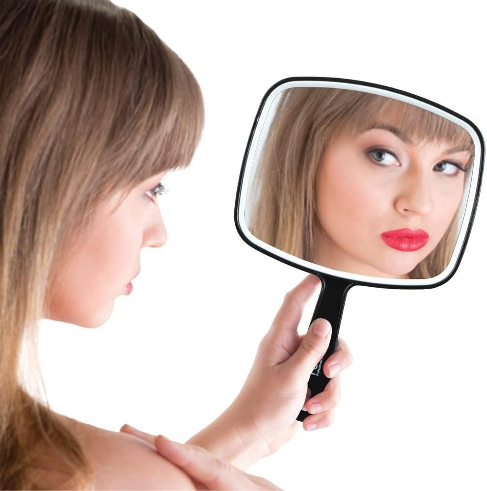 Hand Mirror with Handle, 6.3" W x 9.6" L, Multi-Purpose Handheld Mirror with ...