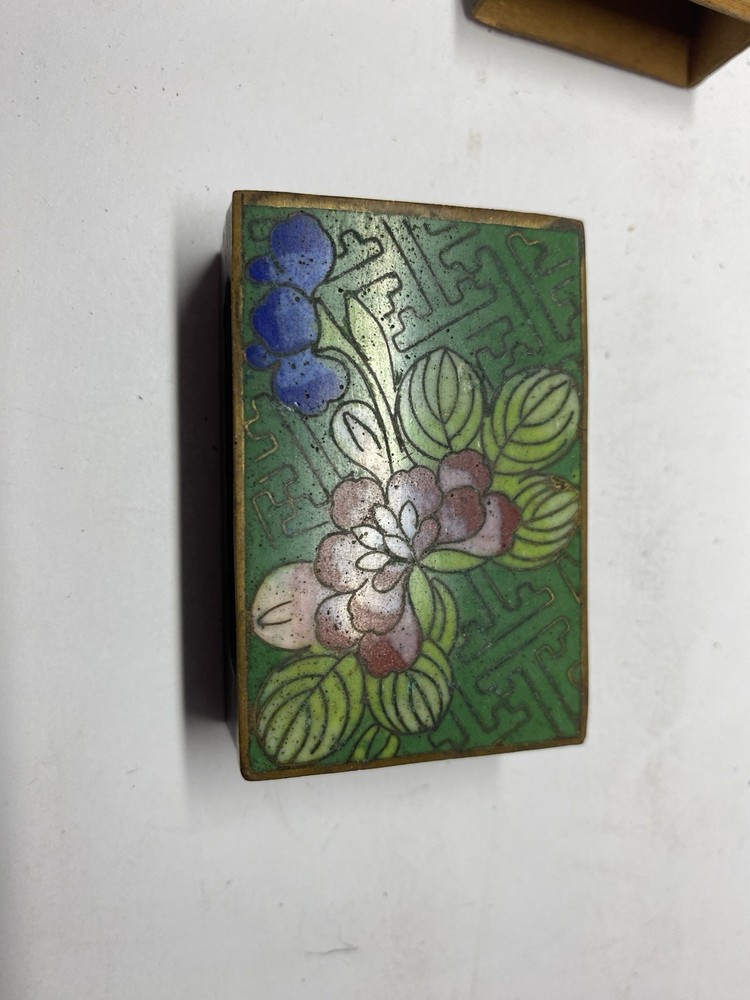 Vintage Brass And Enamel Match Box Matchbox