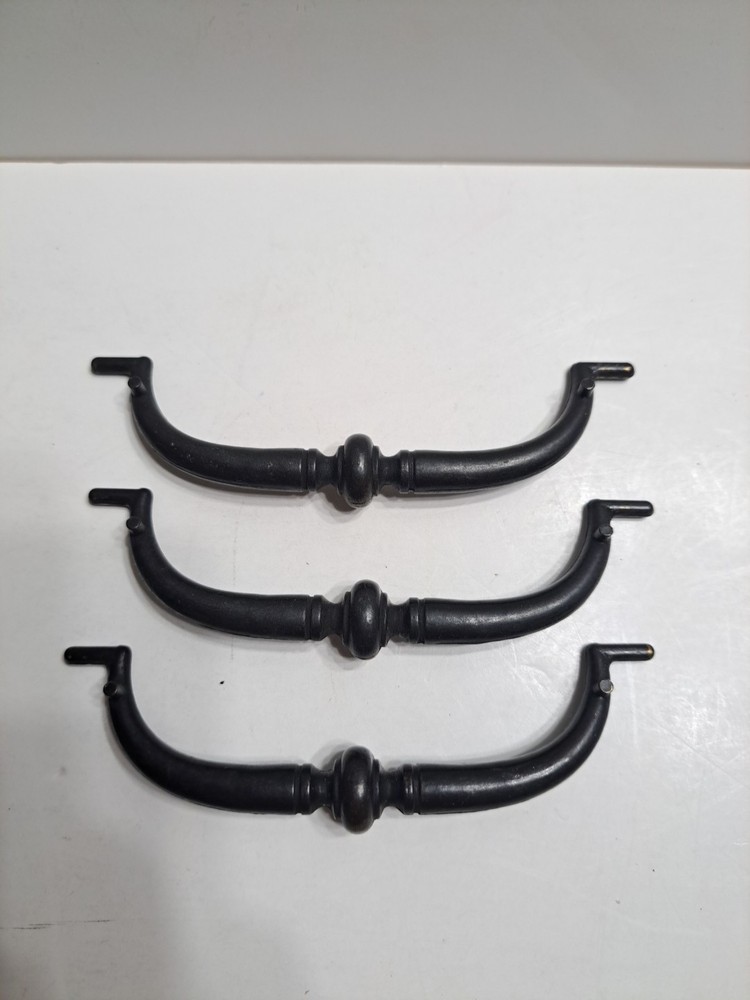 Vintage Set Of 3 Drop Bail Drawer Pulls Black