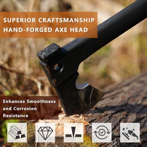 Multifunctional Tactical Hatchet Axe & Hammer, Survival Tool with Fire Starter &