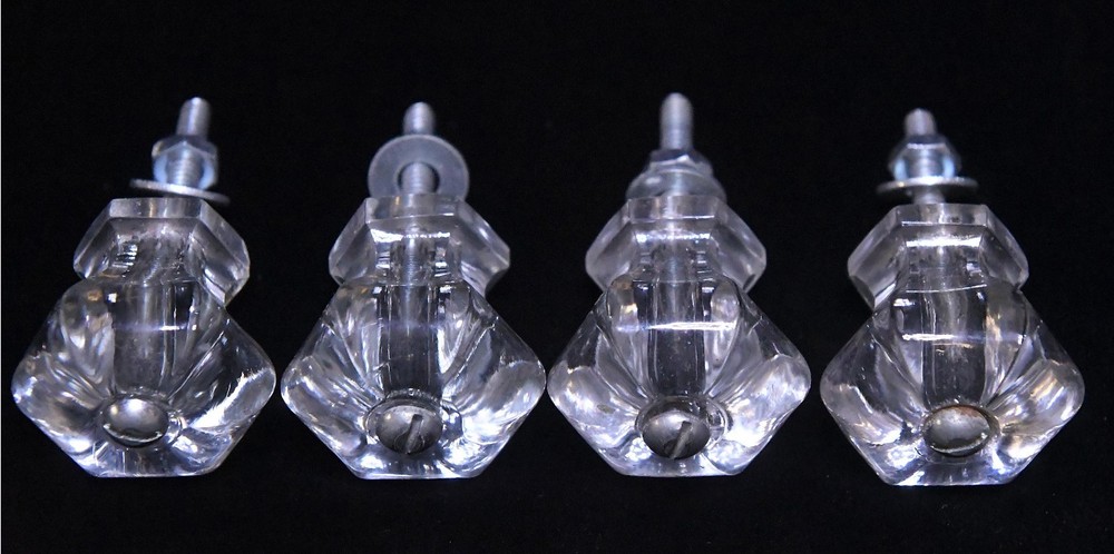 4 GLASS DRAWER PULLS KNOBS