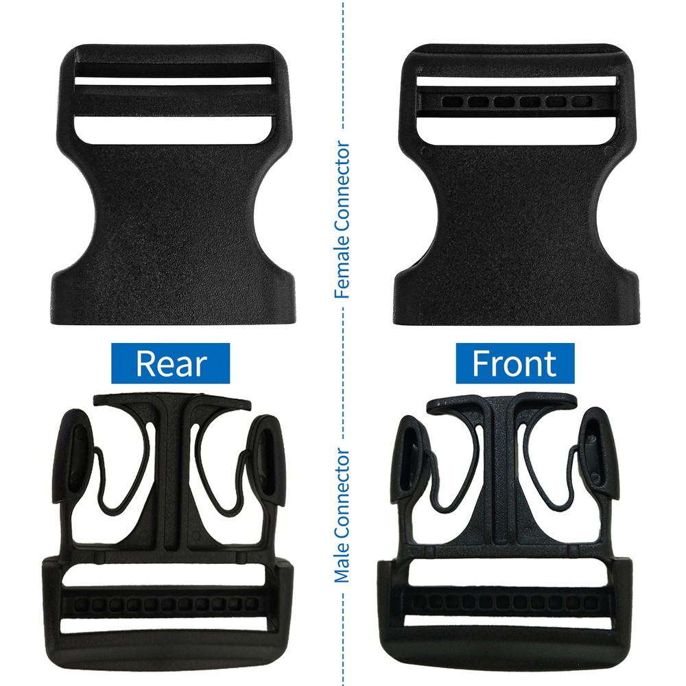 2 Inch/5cm 11 Yards Nylon Webbing Strap w/6 Set Plastic Buckles Side Release