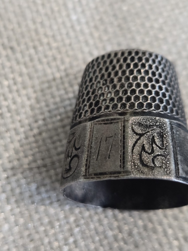 Antique Sterling Silver Thimble. Decorative Scrolls/monogram Panels On Base