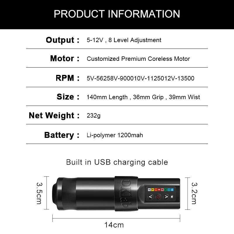 Professional Wireless Tattoo Pen Customized Coreless Motor Tattoo Machine Makeup