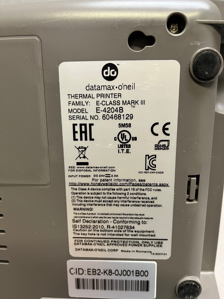 Datamax E-4204B E-Class Mark III Direct Thermal Label Printer USB Printer