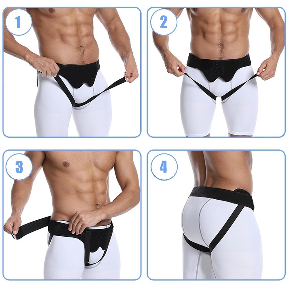 Hernia Support Belt for Men Truss for Inguinal with 2 Removable Compression Pads