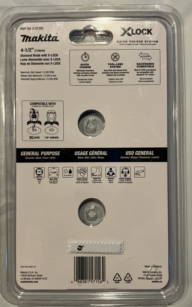 New Two (2) Makita XLOCK Segmented Diamond Blades Masonry 4-1/2” E-07200
