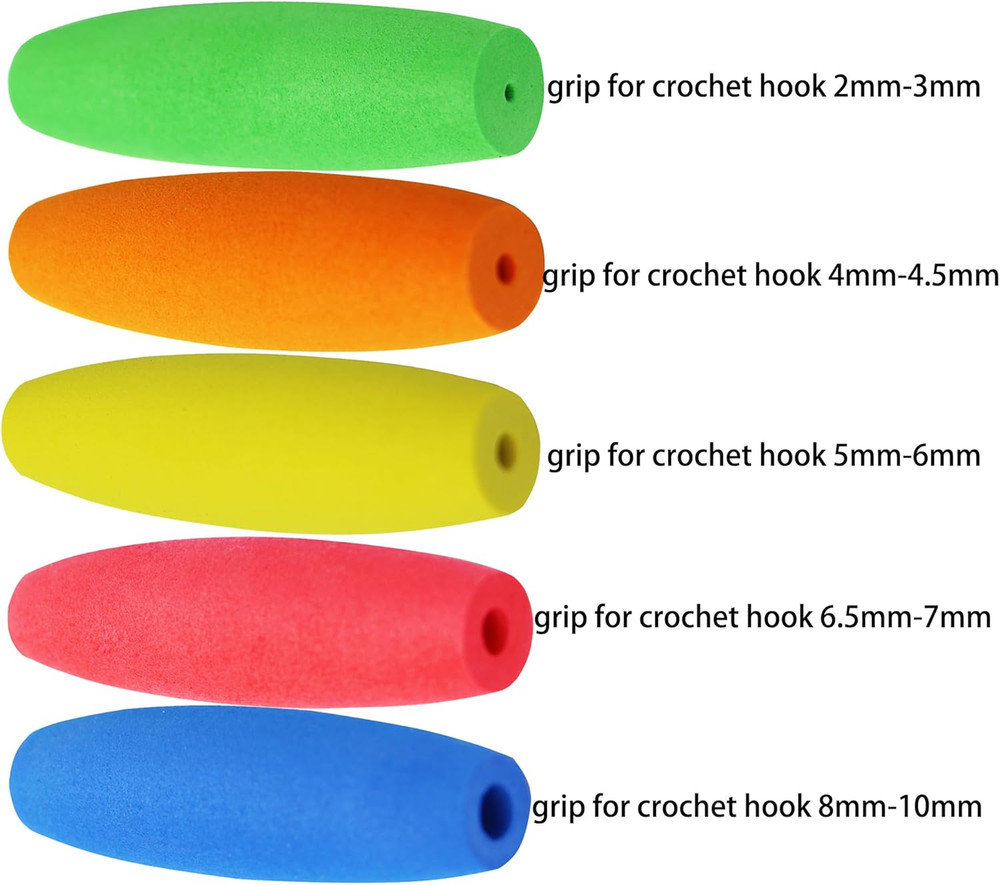 5PCS Crochet Hook Grips Set Ergonomic Crochet Hook Handle Multi-Size Ergonomic C
