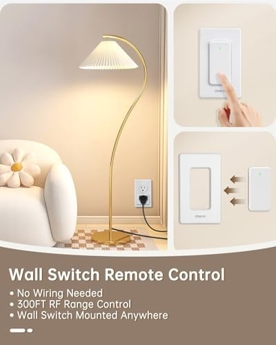 Wireless Garbage Disposal Switch with Remote Control, Wall Mounted, 300ft Range,