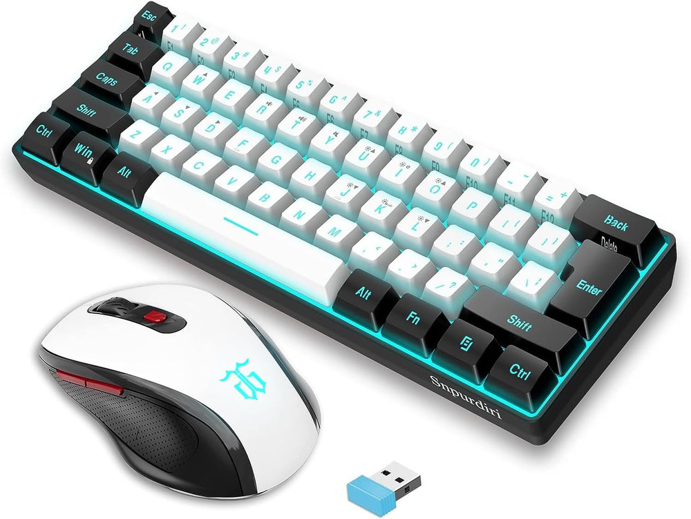 2.4G Wireless Gaming Keyboard and Mouse Combo, Include Mini 60% Merchanical Feel