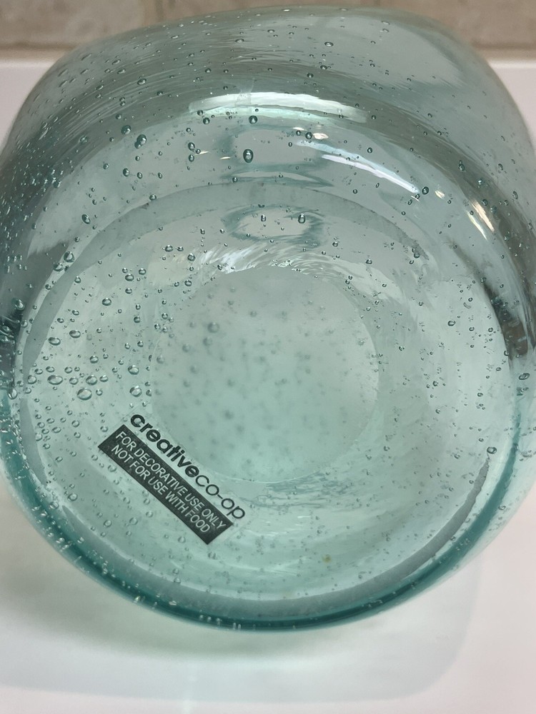Creative Co-Op Teal Bubble Glass Jar/Bottle