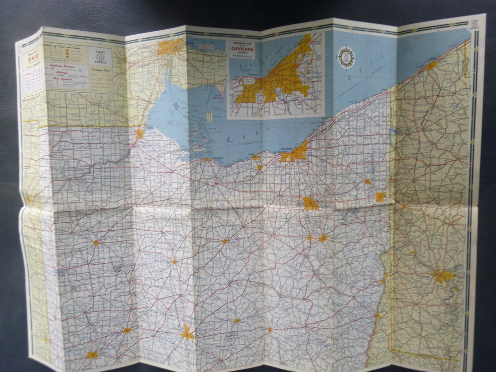 1948 Ohio road map Cities Service gas
