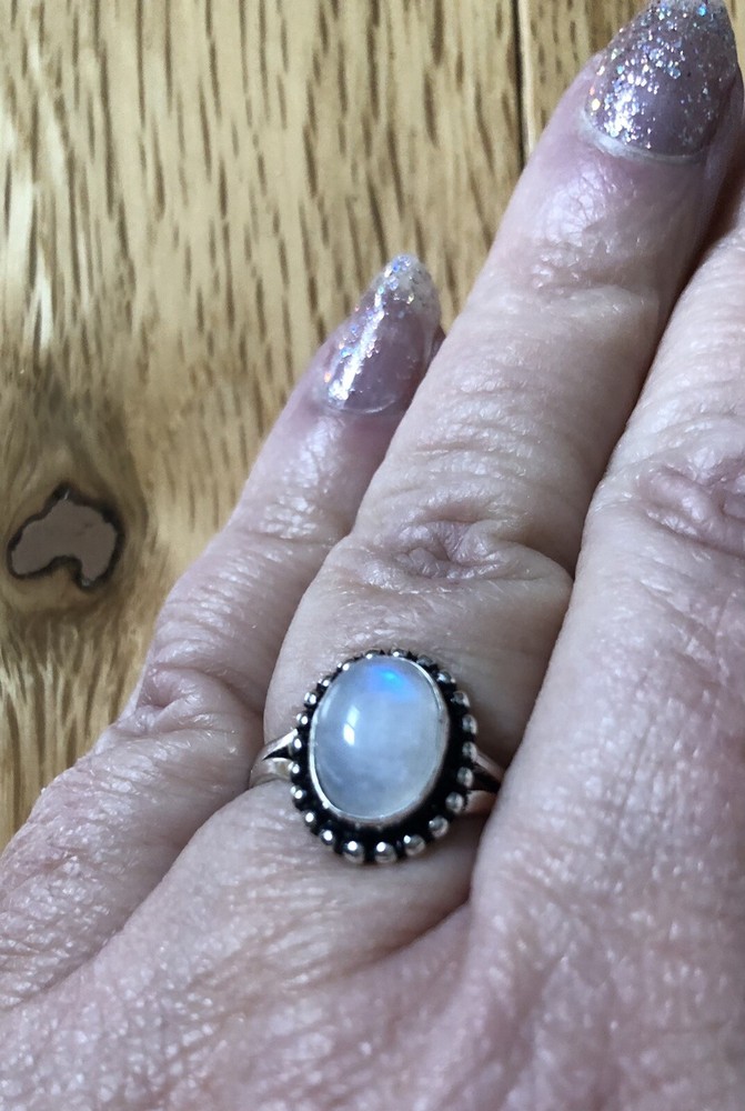 Dainty Moonstone Ring Size 7 Artisan Made Southwest