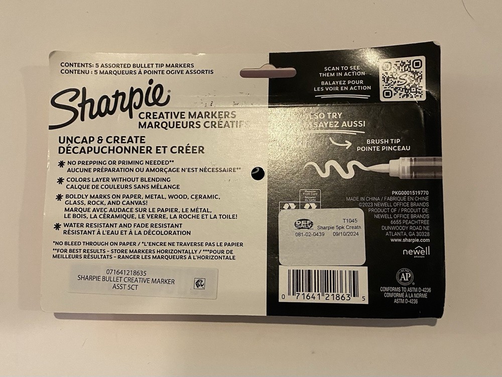 Sharpie Creative Acrylic Markers 5 Count Bullet Tip-Paint Effect No Bleed