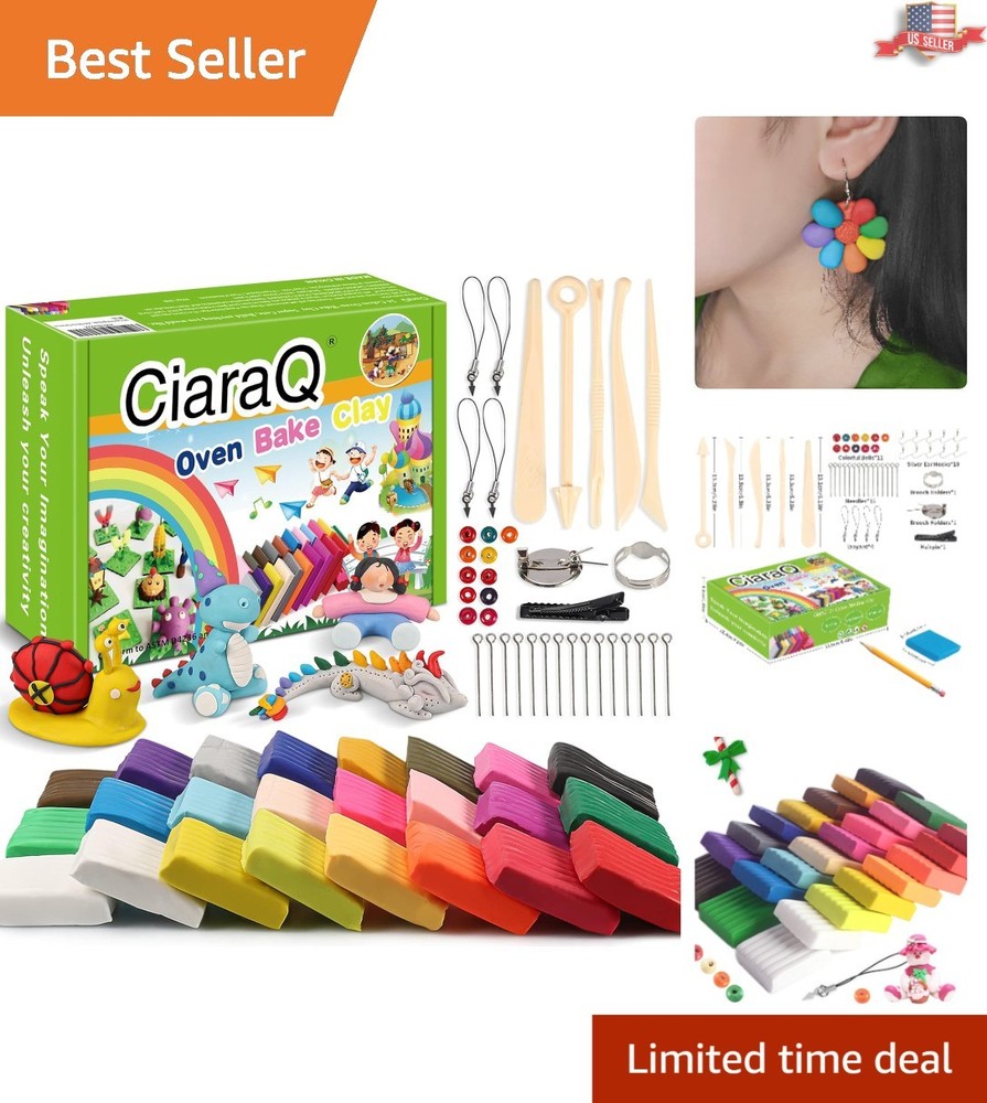 Creative Polymer Clay Modeling Kit - 24 Colors, Sculpting Tools & Tutorial Book