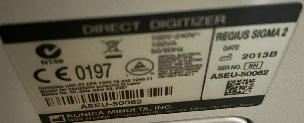 Konica Sigma CR Imaging System with Workstation & Cassettes