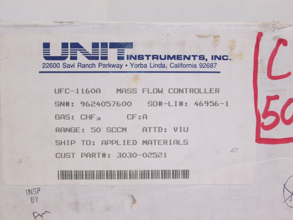 Unit UFC-1160A Mass Flow Controller, CHF3, 50 SCCM, Refurbished