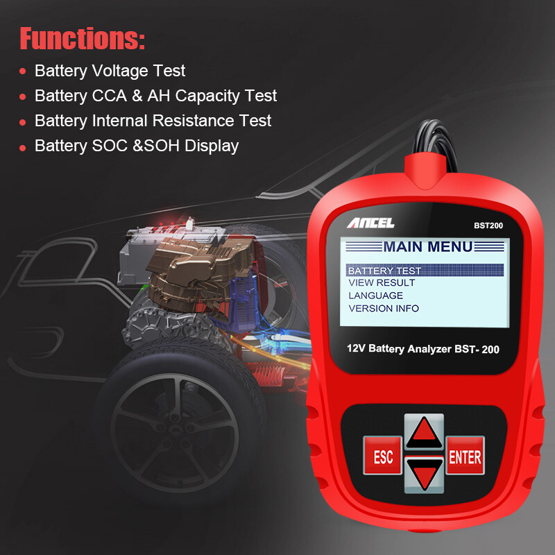 ANCEL BST200 Car Battery Tester Bad Cell Load Test Tool Digital Analyzer Tester
