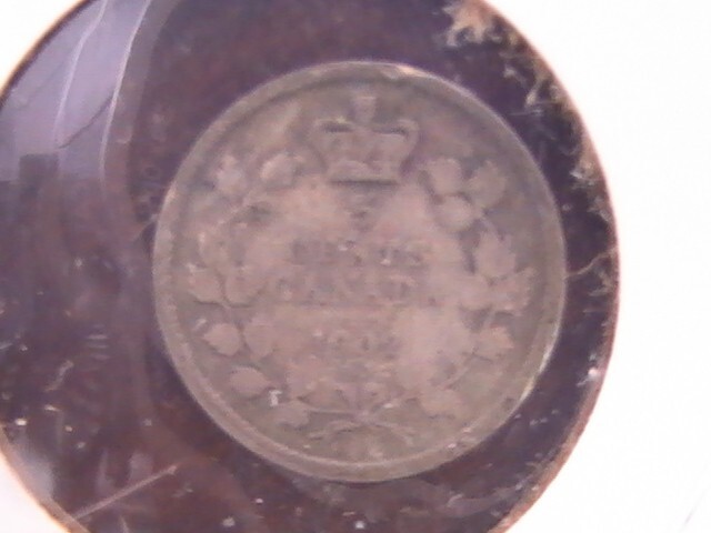 CANADA 5 CENTS 1902 SILVER SCRATCHED FACE