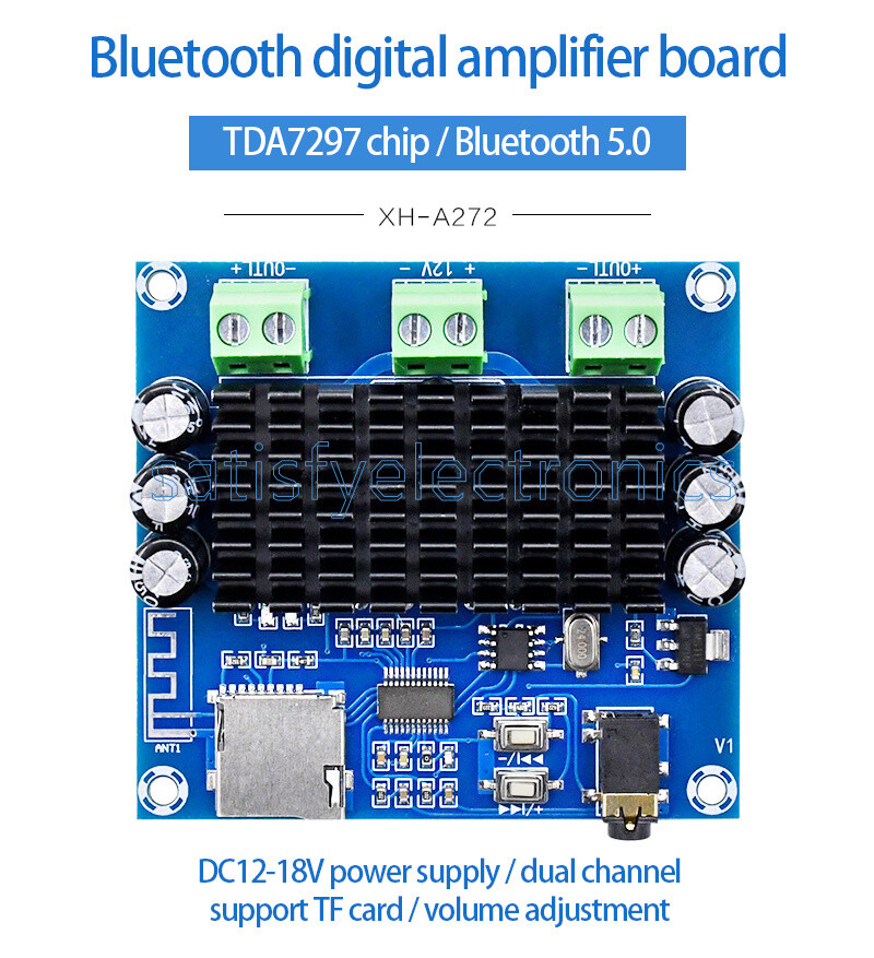 1PCS 2x15W  Bluetooth 5.0 TDA7297 Card for Digital Power Amplifier Module