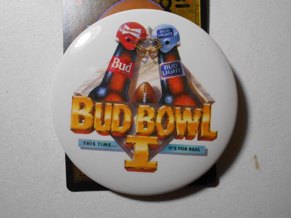 3" Bud Bowl I Bud Bud Light beer cello pinback button
