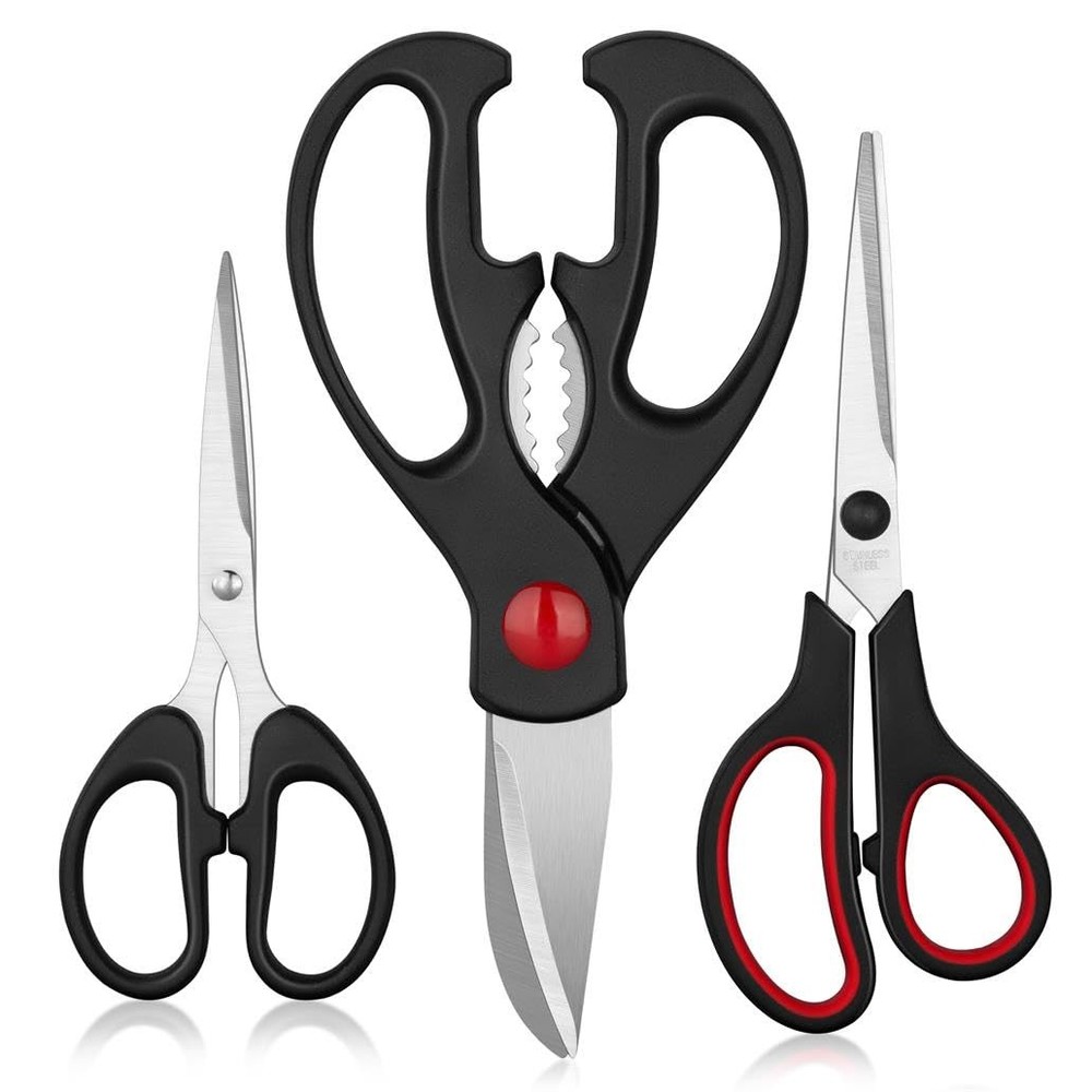 Kitchen Shears Set - QtoiKce Scissors 3 Pack All 7.48 inches, Silver