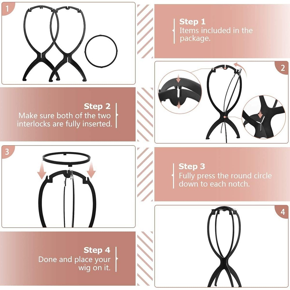 Wig Stand Holder for Multiple Wigs - 3 Pack, Black Wig Head Support