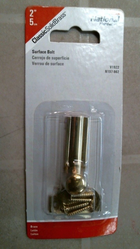 National Hardware N197-962 2" Surface Bolt, Brass,  FS