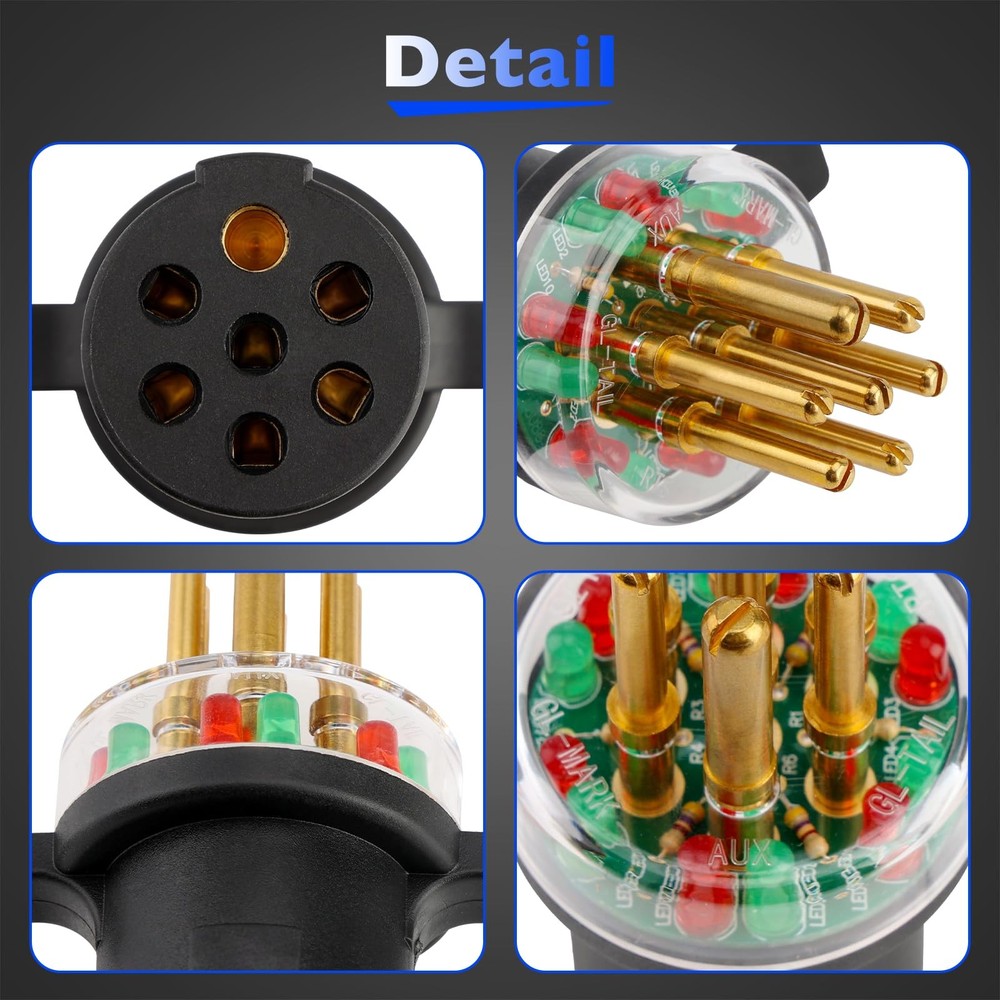 7-Way Round Pin Tractor Trailer Light Tester One-Man Testing Replace# 7865L