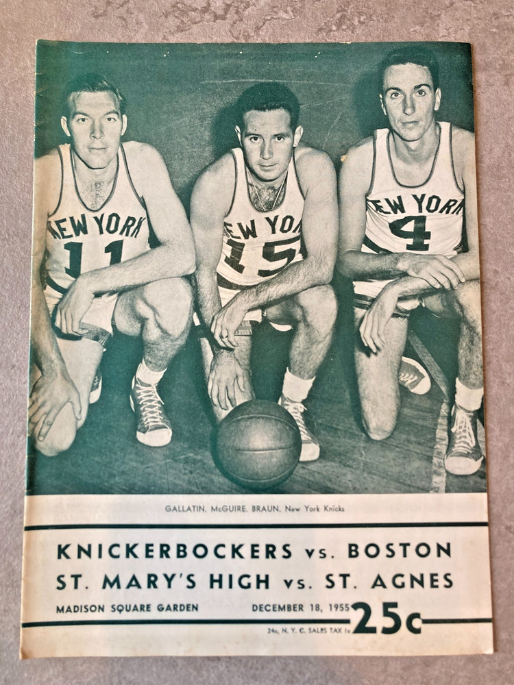 2 vintage New York Knicks programs from the mid-1950s, MSG