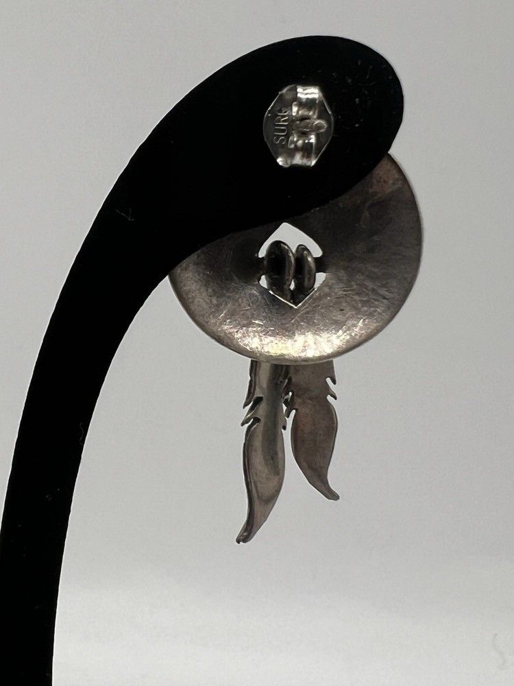 Sterling Silver & Turquoise Dream Catcher Feather Dangle Earrings