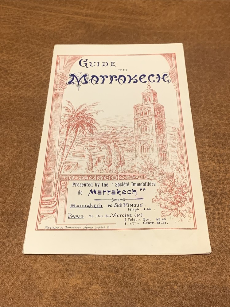 Guide To Marrakech / Marrakesh Morocco - Rare Brochure Pamphlet