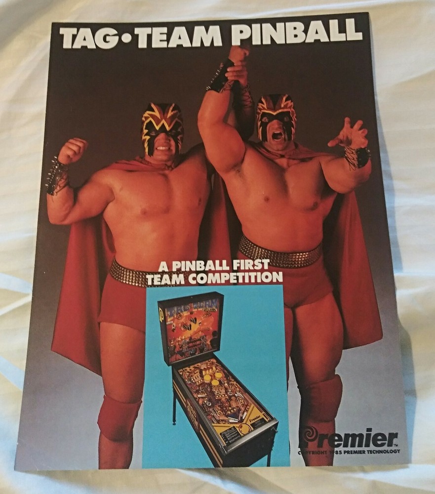 Gottlieb Tag Team Original Pinball Machine Advertising Flyer NOS Nice!
