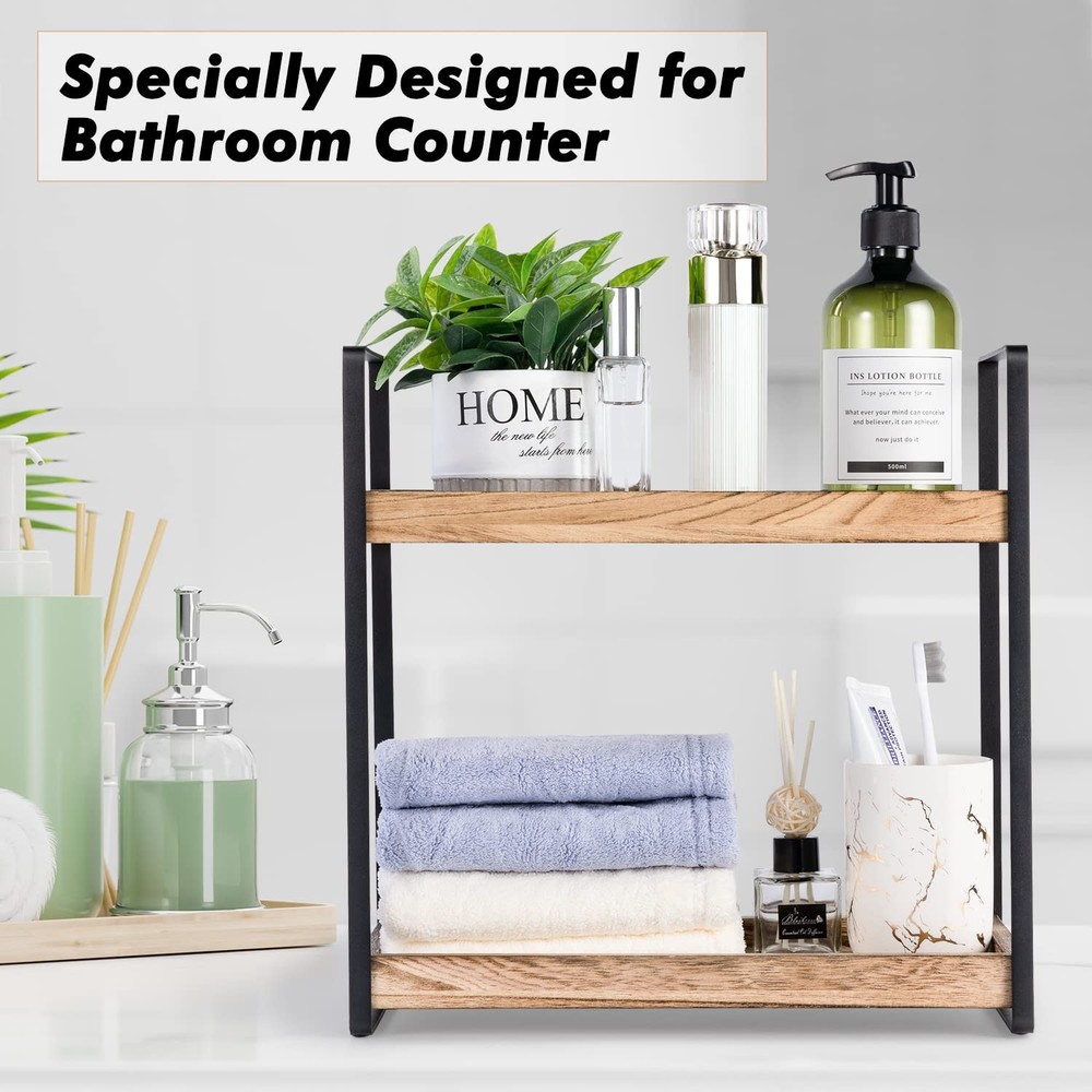 Giftacity Bathroom Counter Organizer and Storage - Kitchen 2-Tier, Brown