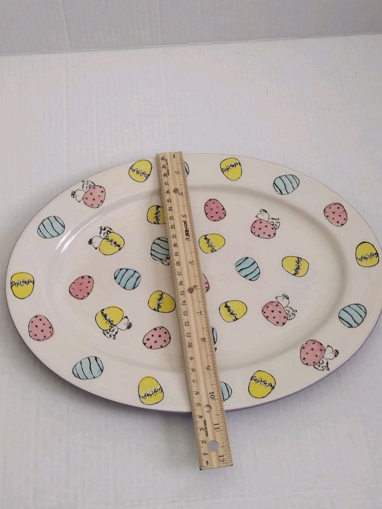 Gibson Snoopy Peanuts Easter Serving Plate Egg Platter 14" Holiday 2020 Eggs