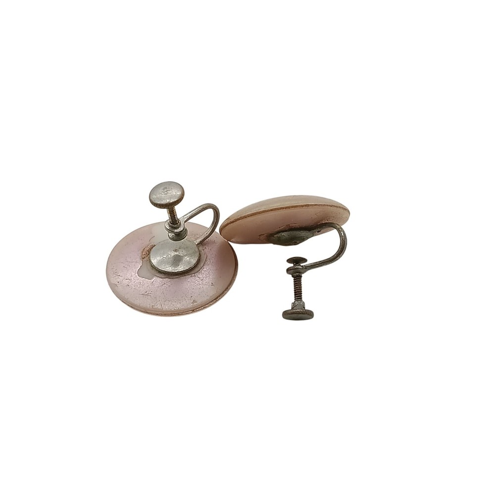 Vintage Screw Back Taupe Button Earrings
