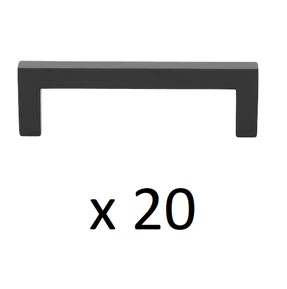 *20* GLIDERITE 3-3/4 in. Matte Black Solid Square Slim Cabinet Drawer Bar Pulls