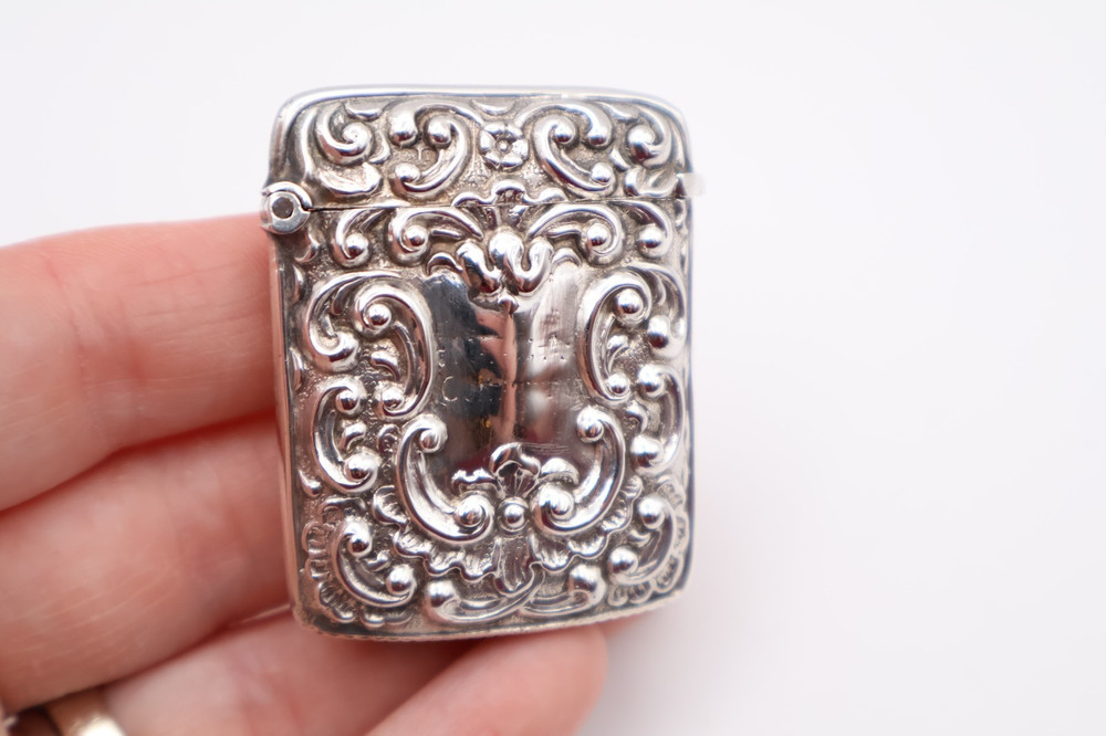 Antique Sterling Silver Vesta Case Hallmarked Birmingham 1908