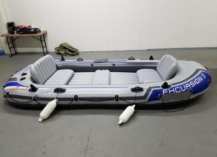 ✅New! Excursion 4 Inflatable Boat: Includes Deluxe Boat Oars & High-Output Pump