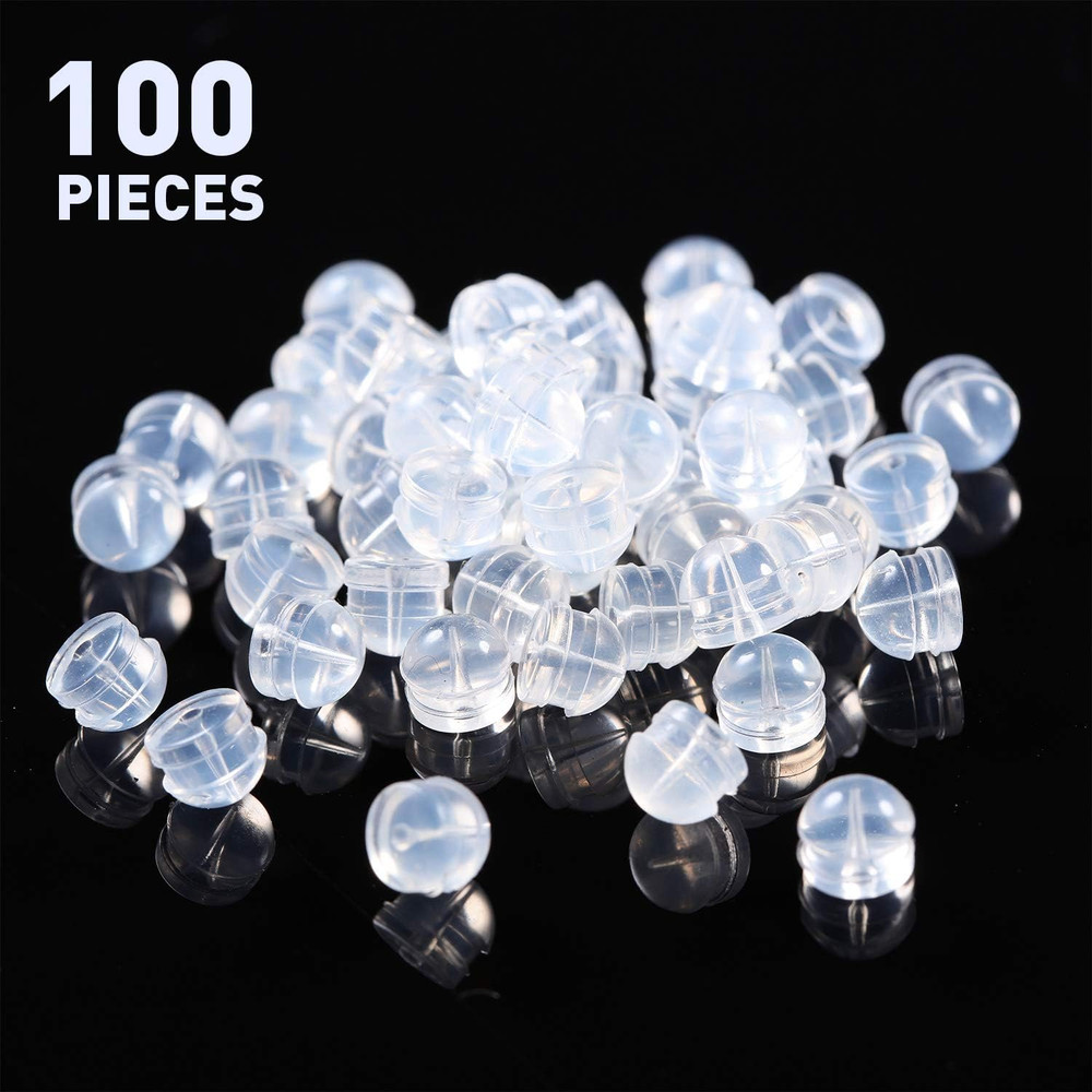 100 Pieces Clear Earring Backs Hamburger Shaped Safety Backs Secure Locking Sili