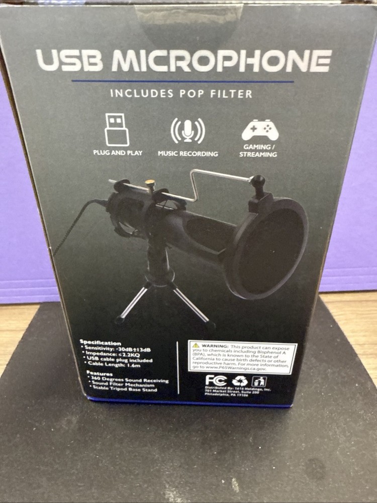 Portable Microphone for Laptop. USB powered with special Pop Filter included