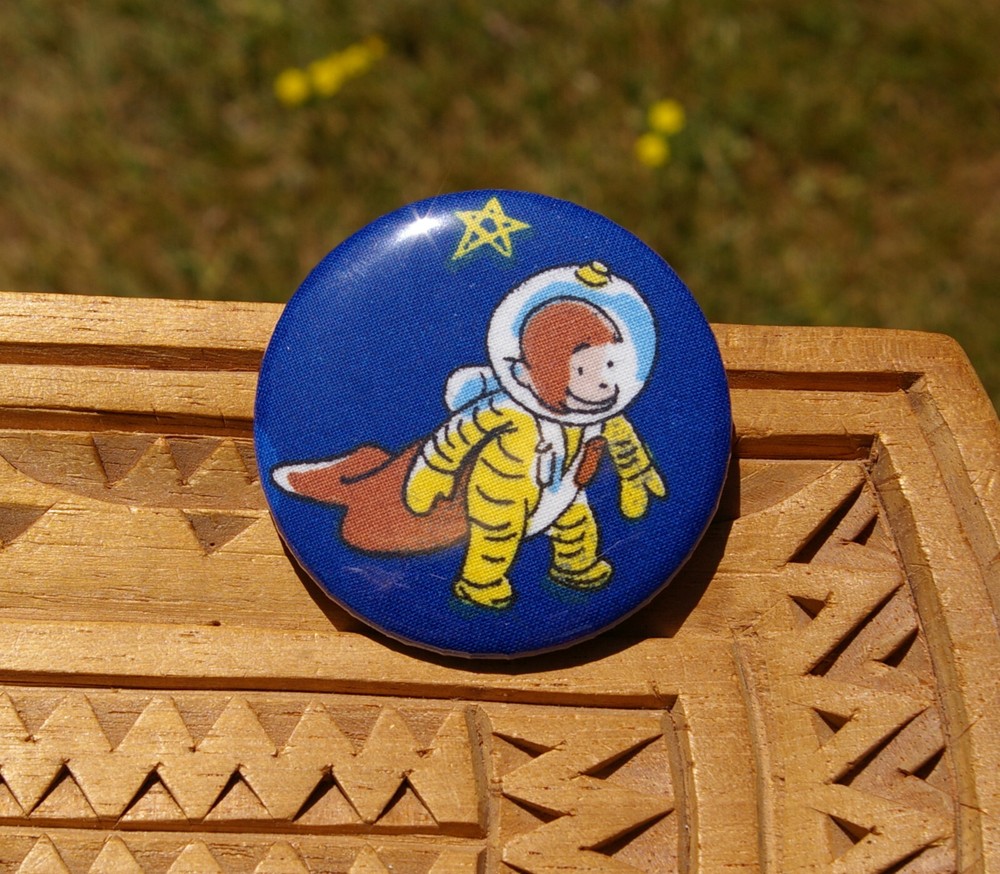 Curious George Monkey Astronaut 2 1/4" Metal Lapel Pin Pinback Button