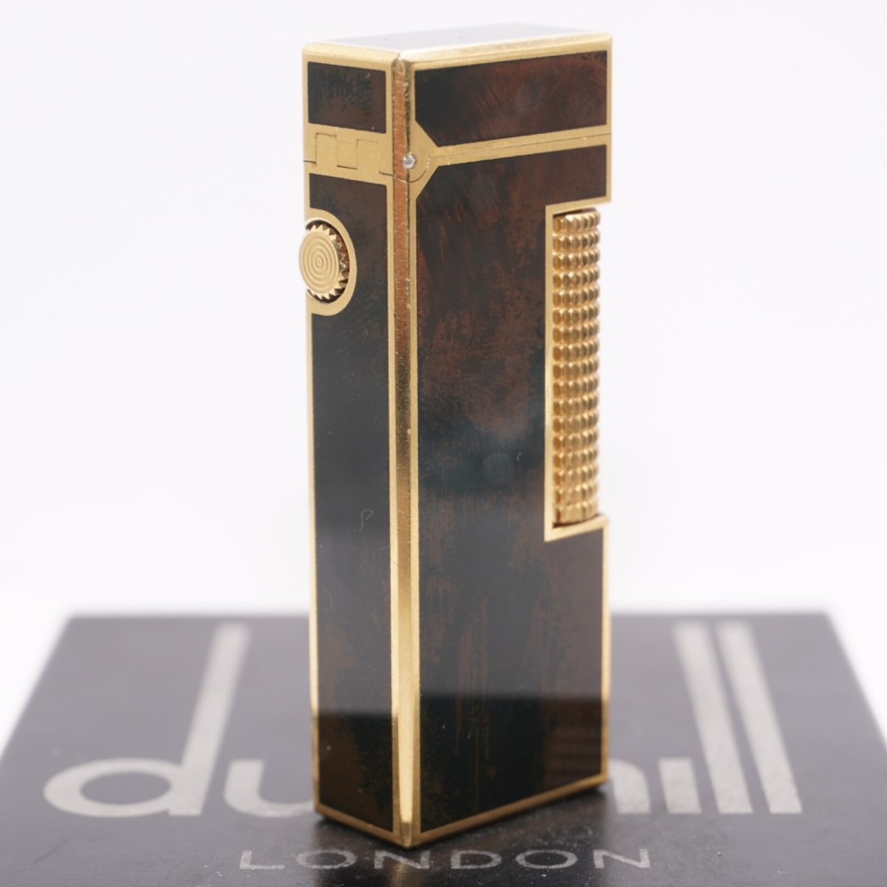 Dunhill Lighter Gold/Brown Lacquer_Ultrasonically Cleaned_WORKING