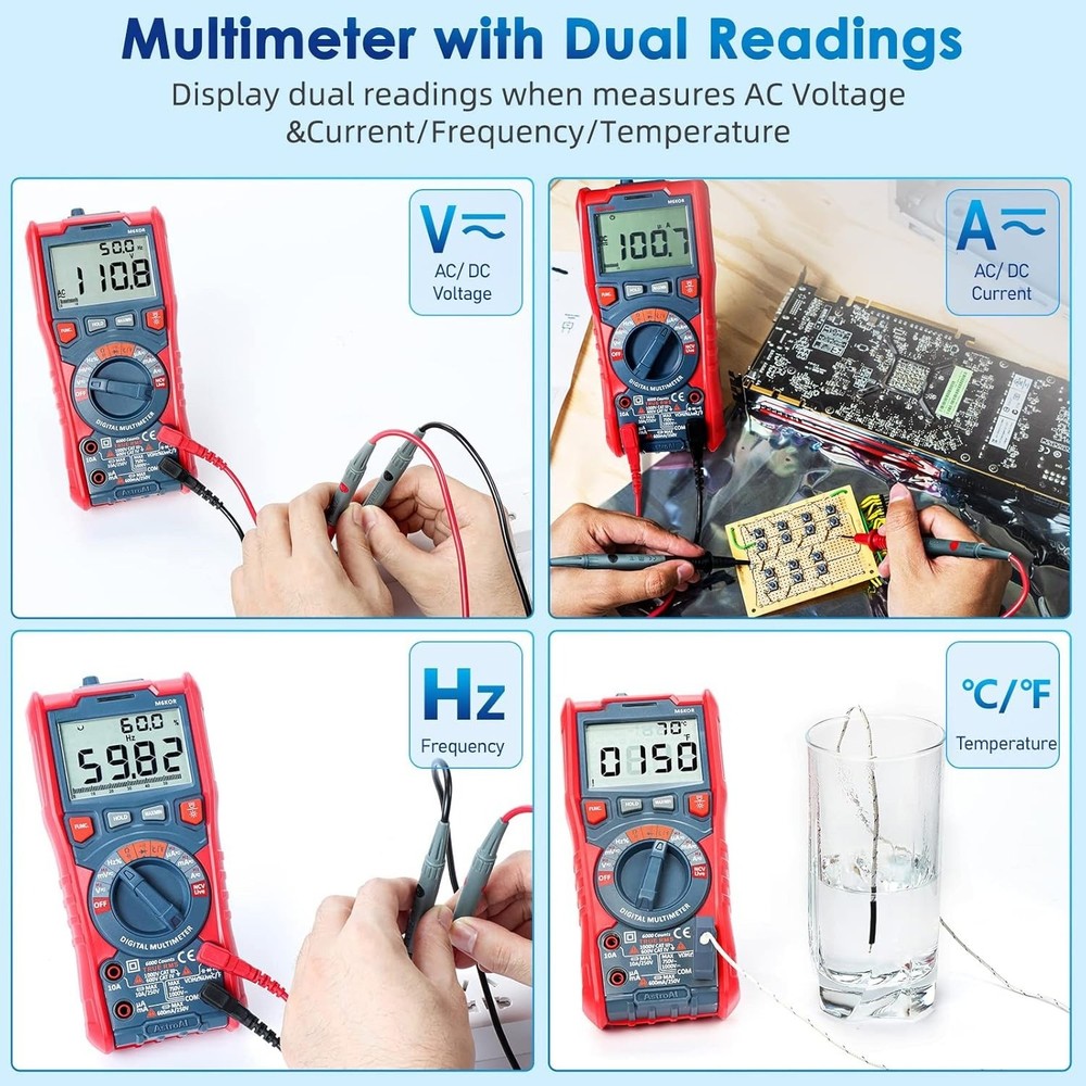 Digital Multimeter, TRMS 6000-Count Auto-Ranging Voltage Tester,