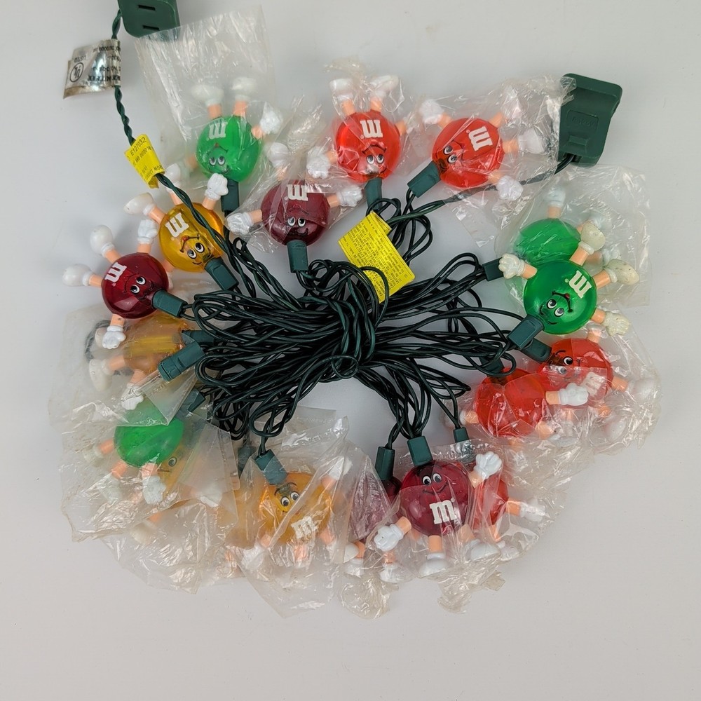 VTG M&M's STRING LIGHTS "Happy" 20 Light Set - 19 Foot String WORKING